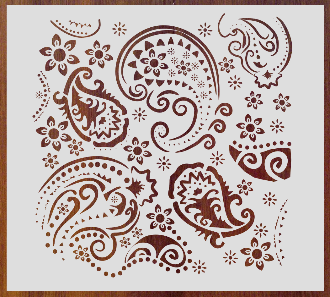 205-032 Stencil - Paisley - periwinkle-laser