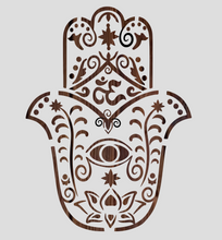 Load image into Gallery viewer, Stencil 226 - Hamsa Fatimas - periwinkle-laser
