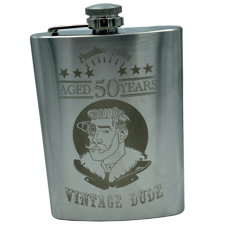 Hip Flask - 50th Birthday- Vintage Dude