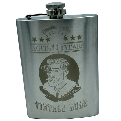 Hip Flask - 40th Birthday- Vintage Dude
