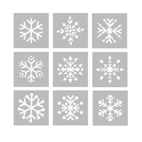 Christmas collection of 9 Snowflakes stencils (10cm)