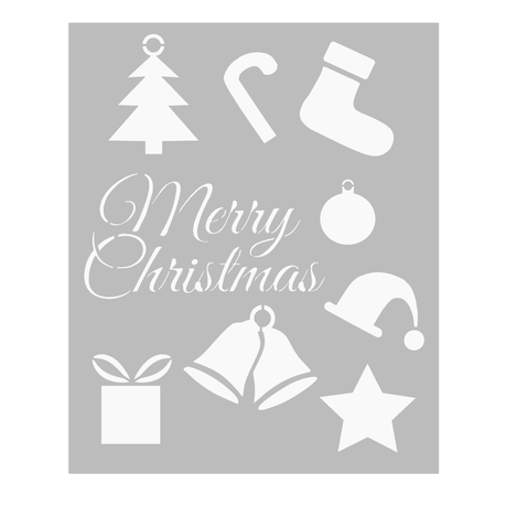 Christmas Stencil with Merry Christmas, Bells, Hat, Star etc (40cm)