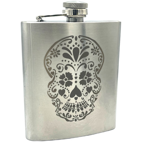 Hip Flask - Beautiful Hip Flask - Mexican Skull (Calavera)